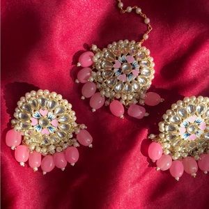 Light Pink Earrings with Tikka